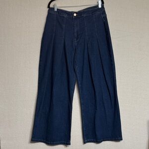 Rosewood Elegant Navy Wide-Leg pleated Jeans